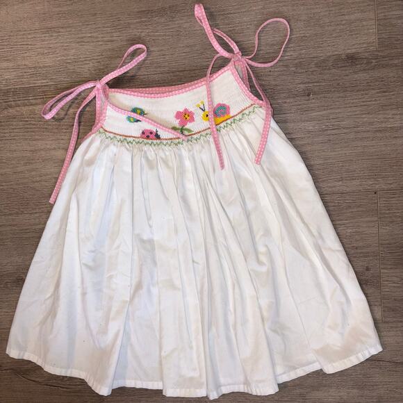 Remember Nguyen Other - Remember Nguyen Girls White Smocked Top Size 7 Butterfly Ladybug Embroidery